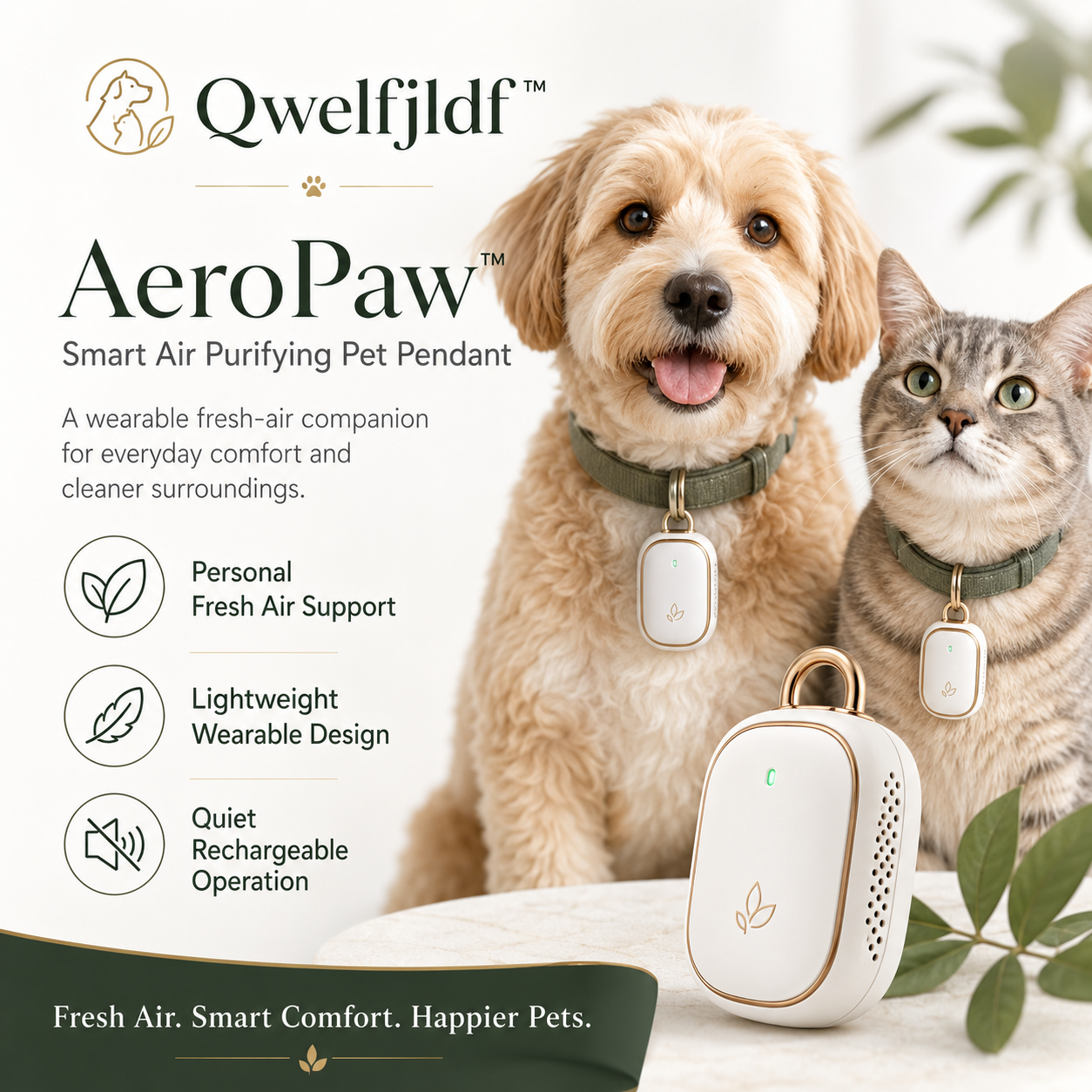 Qwelfjldf™ AeroPaw™ Smart Air Purifying Pet Pendant