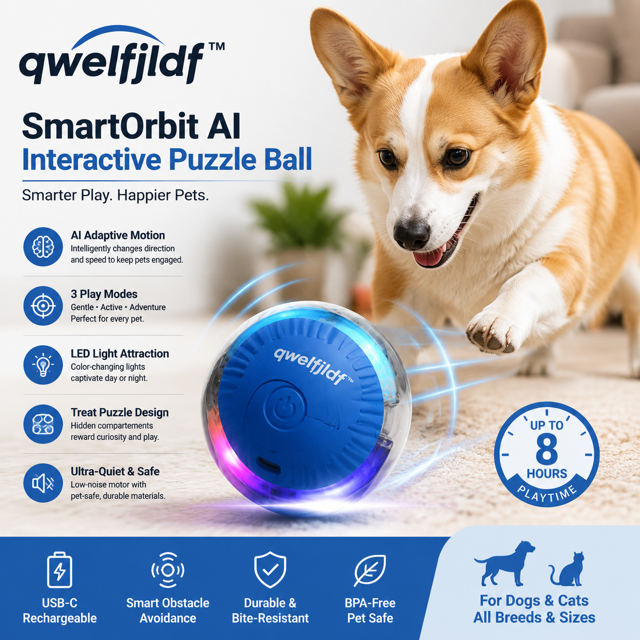 Qwelfjldf™ SmartOrbit AI Interactive Puzzle Ball